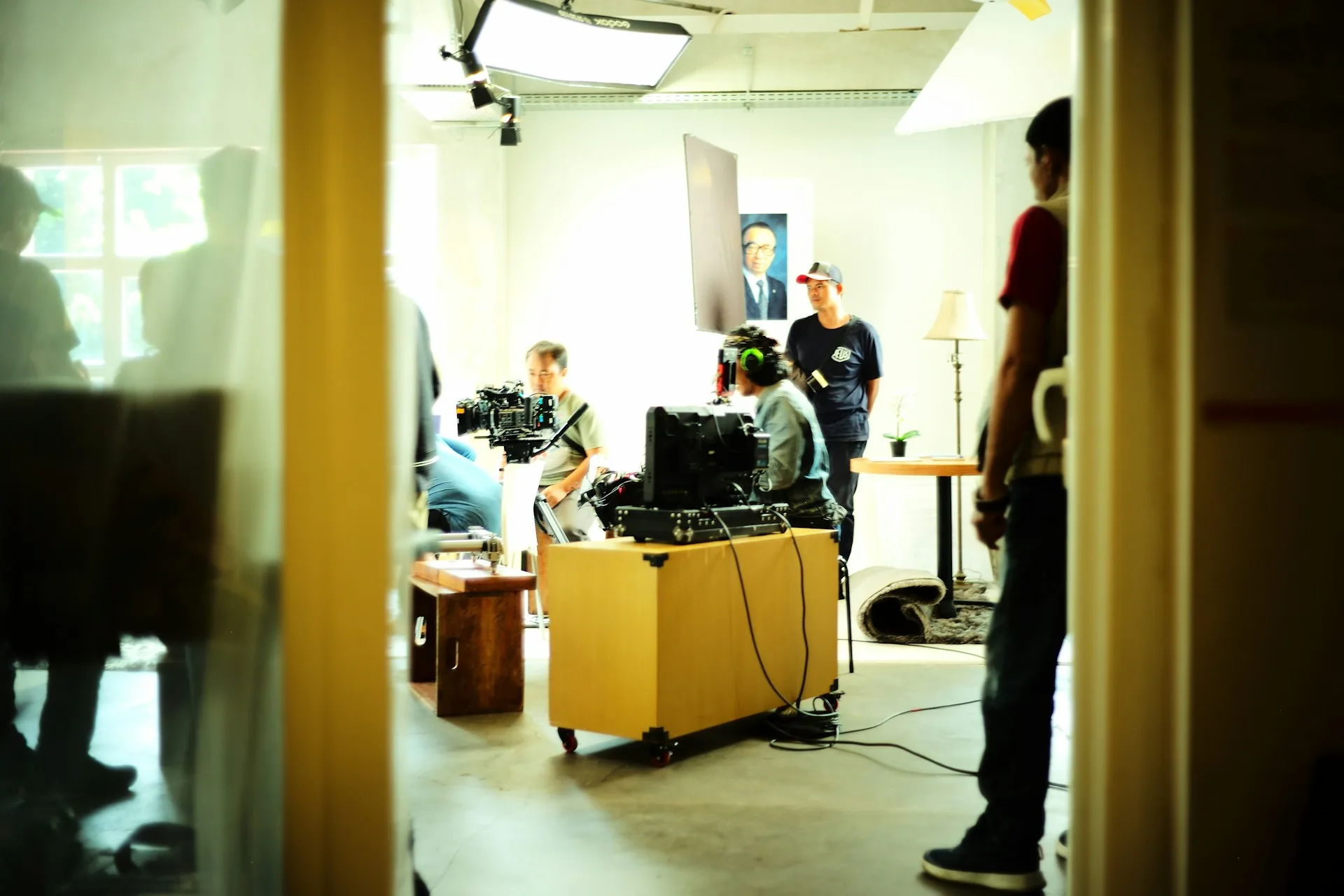 Film crew preparing a content shoot for social media