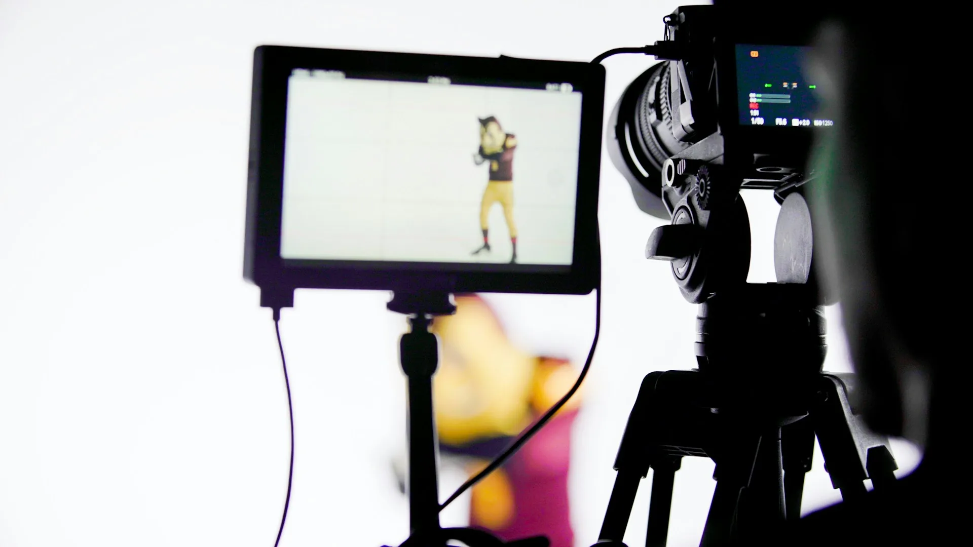 Lit corporate video production studio, ready for an interview shoot in Madrid.