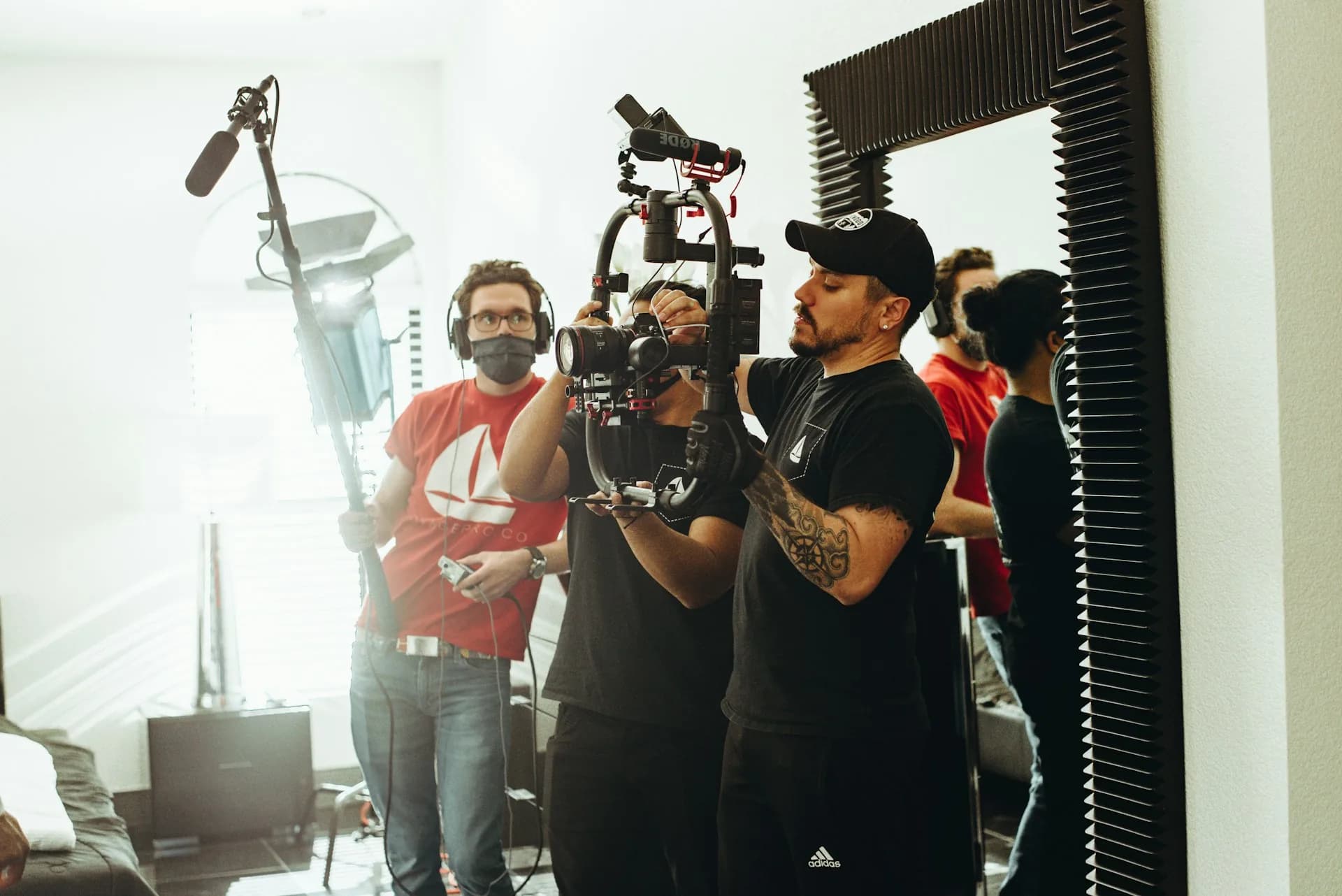 Video production crew during an interview shoot
